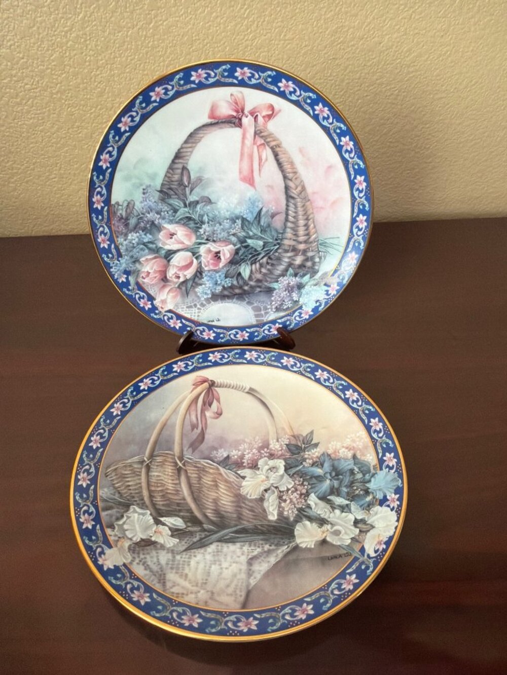 1992 Lena Liu Basket Bouquets W.S. George Set of 11 Collector Plates Missing #11 - Picture 4 of 15
